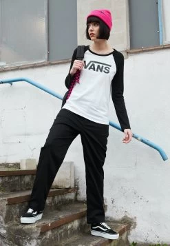 Vans Wm Flying V Ls Raglan - Longsleeve - White/Black -Kleding Verkoop 038c3fd6d1d54767a9082618e17aeae7