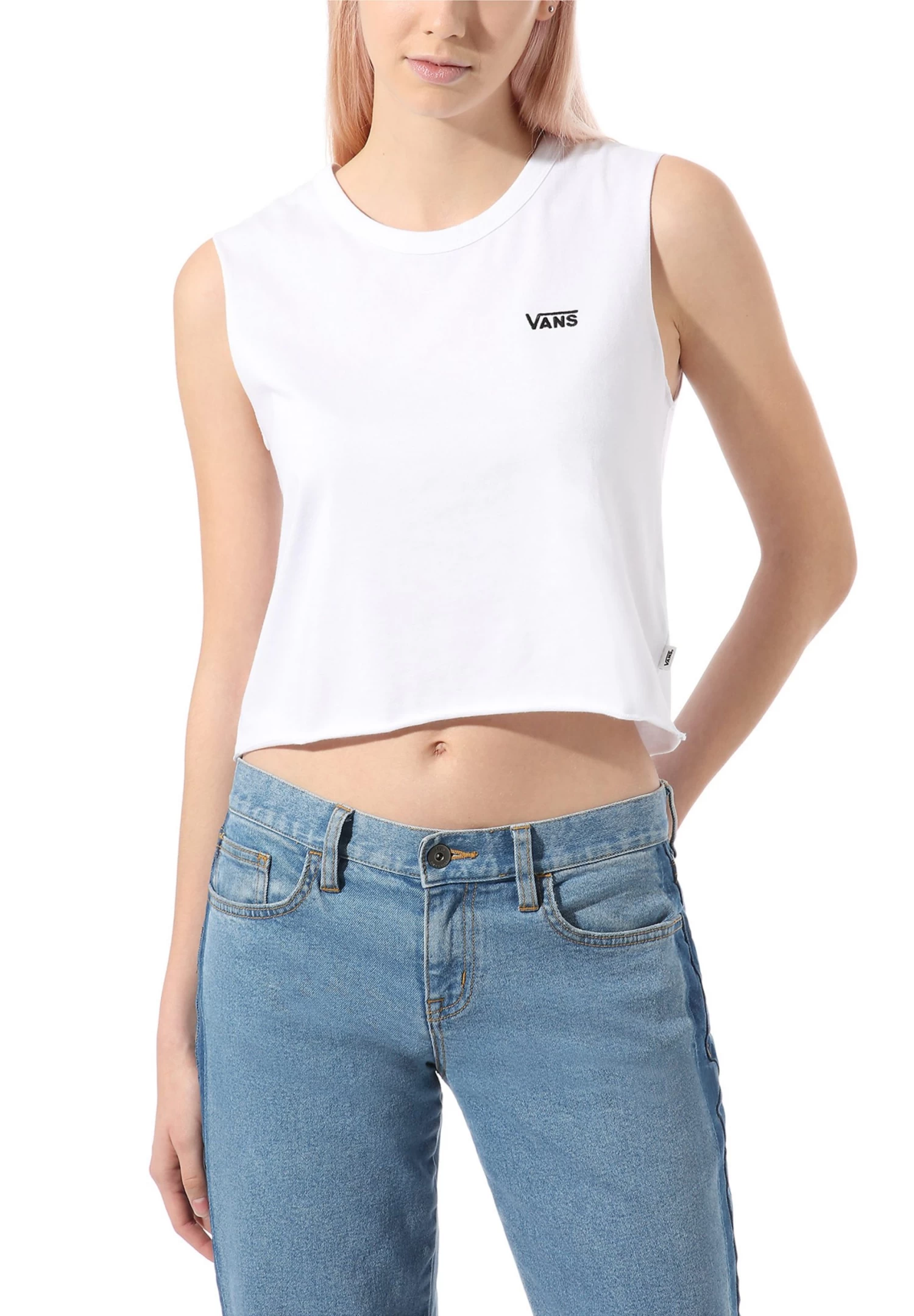 Vans Wm Junior V Muscle Crop - Top - White 1 Vans Wm Junior V Muscle Crop - Top - White