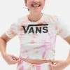 Vans Resort Wash Crop Crew - T-Shirt Print - White