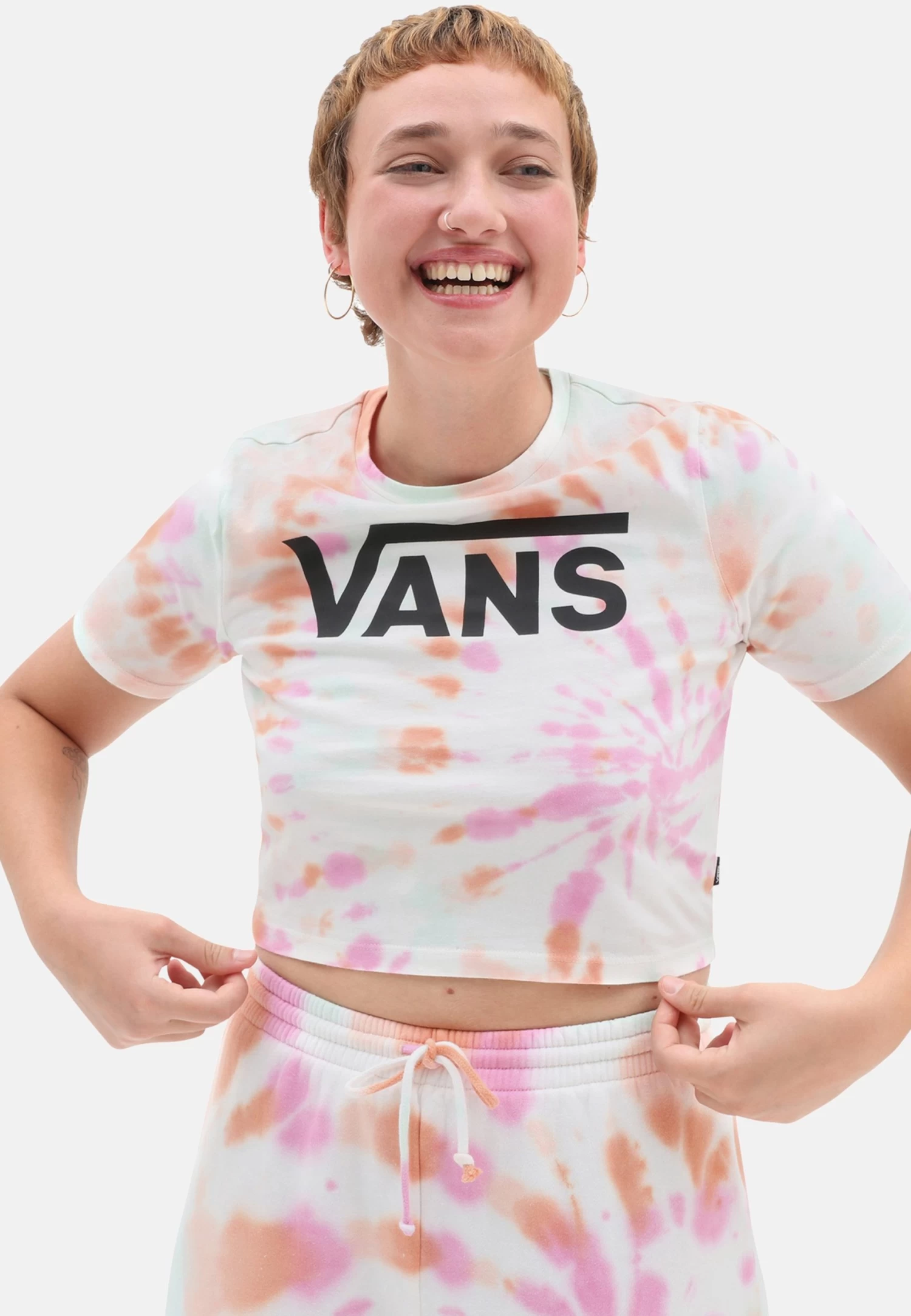 Vans Resort Wash Crop Crew - T-Shirt Print - White 1 Vans Resort Wash Crop Crew - T-Shirt Print - White