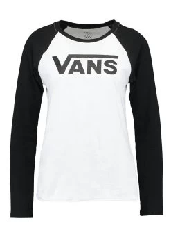 Vans Wm Flying V Ls Raglan - Longsleeve - White/Black -Kleding Verkoop aeafbd5a96844554a0a71157fcceb011